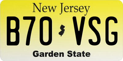 NJ license plate B70VSG
