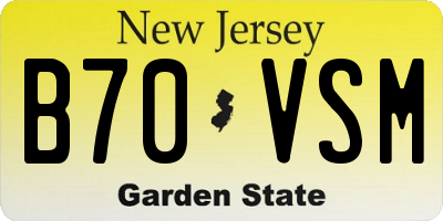 NJ license plate B70VSM