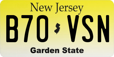 NJ license plate B70VSN