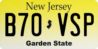 NJ license plate B70VSP