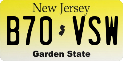 NJ license plate B70VSW
