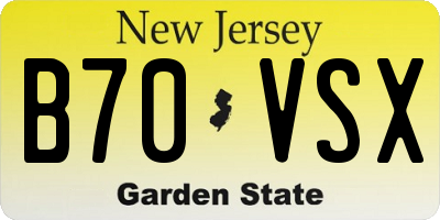 NJ license plate B70VSX