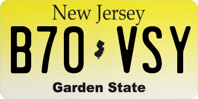 NJ license plate B70VSY