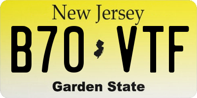 NJ license plate B70VTF