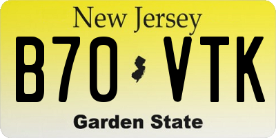 NJ license plate B70VTK