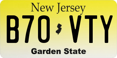 NJ license plate B70VTY