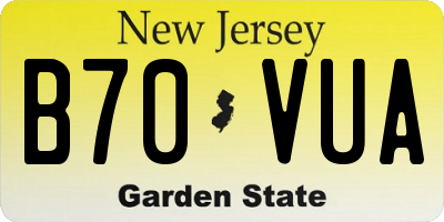 NJ license plate B70VUA