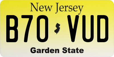 NJ license plate B70VUD