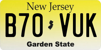 NJ license plate B70VUK