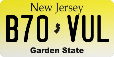 NJ license plate B70VUL