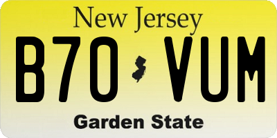 NJ license plate B70VUM
