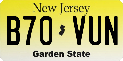 NJ license plate B70VUN