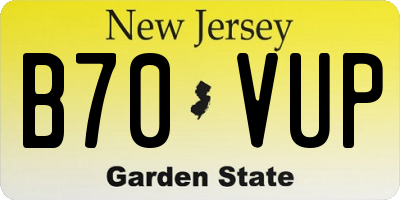 NJ license plate B70VUP