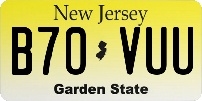 NJ license plate B70VUU