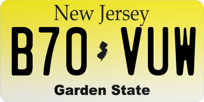 NJ license plate B70VUW
