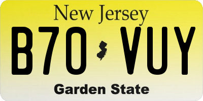 NJ license plate B70VUY