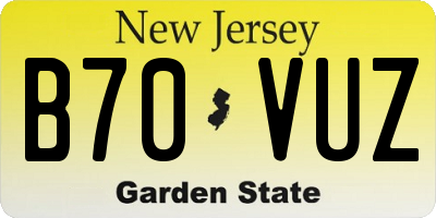 NJ license plate B70VUZ