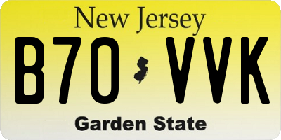 NJ license plate B70VVK