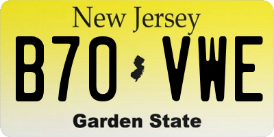 NJ license plate B70VWE