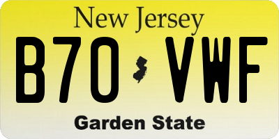 NJ license plate B70VWF