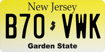 NJ license plate B70VWK