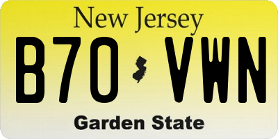 NJ license plate B70VWN