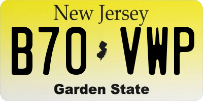 NJ license plate B70VWP