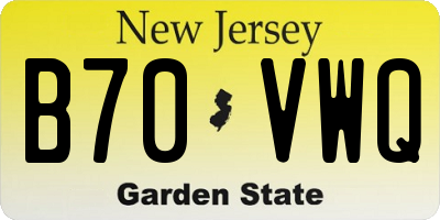 NJ license plate B70VWQ
