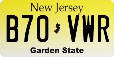 NJ license plate B70VWR