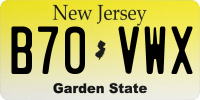 NJ license plate B70VWX