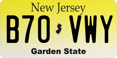 NJ license plate B70VWY