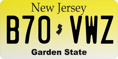 NJ license plate B70VWZ