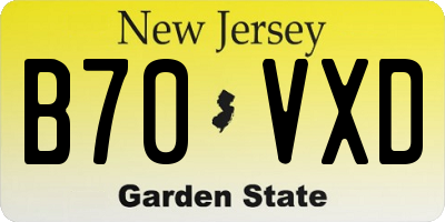 NJ license plate B70VXD