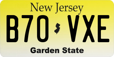 NJ license plate B70VXE