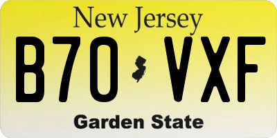 NJ license plate B70VXF