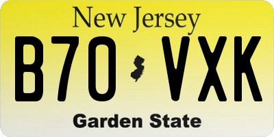 NJ license plate B70VXK