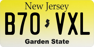 NJ license plate B70VXL