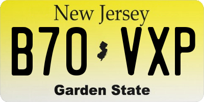 NJ license plate B70VXP
