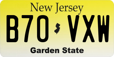 NJ license plate B70VXW