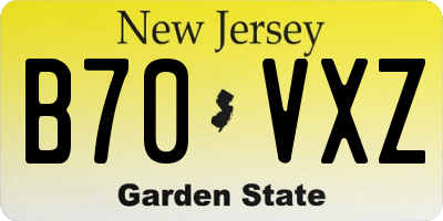 NJ license plate B70VXZ