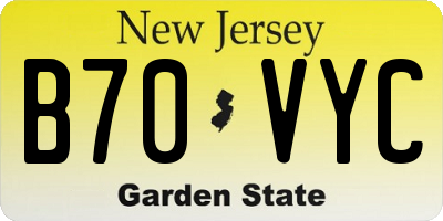 NJ license plate B70VYC