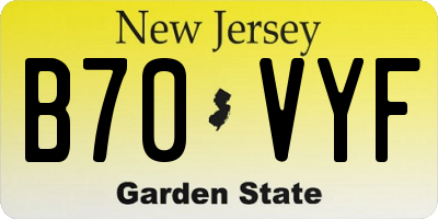 NJ license plate B70VYF
