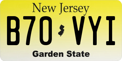 NJ license plate B70VYI