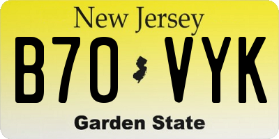NJ license plate B70VYK