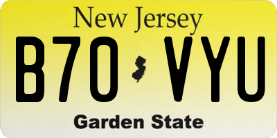 NJ license plate B70VYU