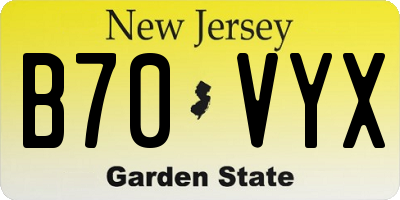 NJ license plate B70VYX