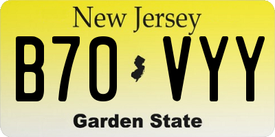 NJ license plate B70VYY