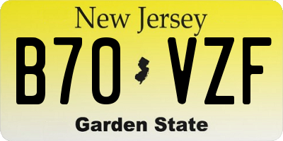 NJ license plate B70VZF