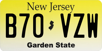 NJ license plate B70VZW