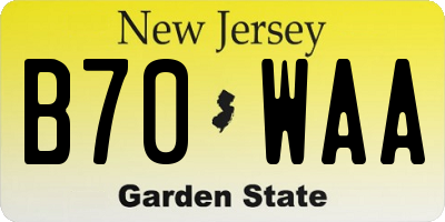 NJ license plate B70WAA